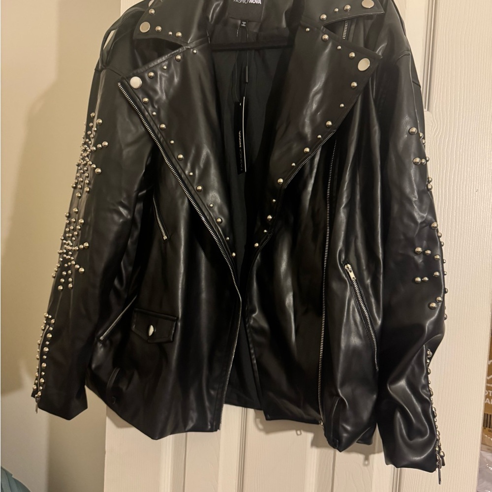 Fashion Nova Mackenzie Black Studded Leather Jacket